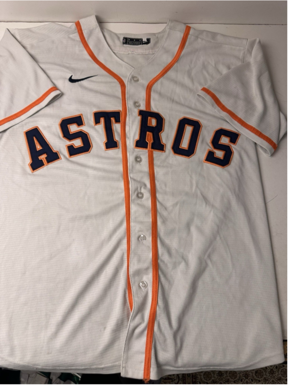 Nike Houston Astros MLB Jersey Mens Medium White Navy Orange Baseball